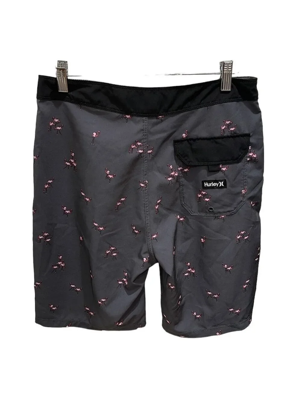 HURLEY Weekender Pink Flamingo Board Shorts Dark Stone Grey SZ 28 Men’s